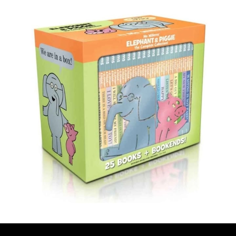 The entire collection of Elephant & Piggie Books, with bookends